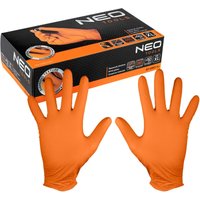 Nitrilhandschuhe, orange, 50 Stück, Größe XL von Neo