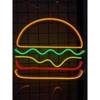 Burger Leuchtreklame | Hamburger Dekoration Led Schild Restaurant Dekor Neon Wand Shop von NeoFoxNeon