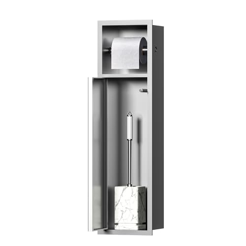 Neodrain Unterputz-Schrankmodul Edelstahl Badezimmerschrank Schmal Eingebaute Toilettenschrank mit Toilettenpapierhalter und Klobürstenhalter, 63 x 15 x 15 cm von Neodrain