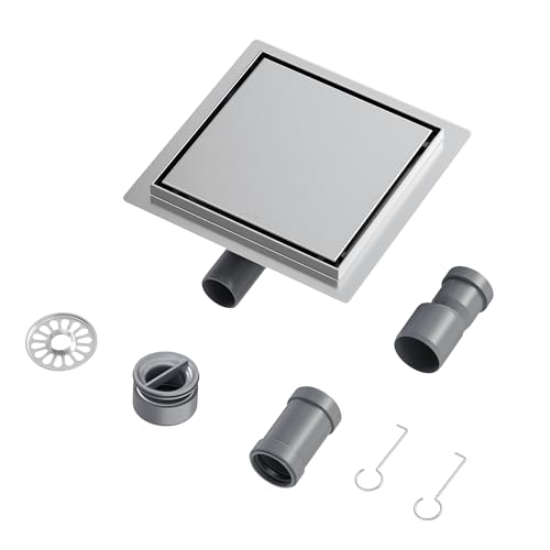 Neodrain Bodenablauf Dusche Edelstahl Duschrinne Quadratisch 20 x 20 cm mit 360° Siphon, Geruchsverschluss und Haarfilters 2 in1 Befliesbar Ablaufrinne Duschablauf von Neodrain