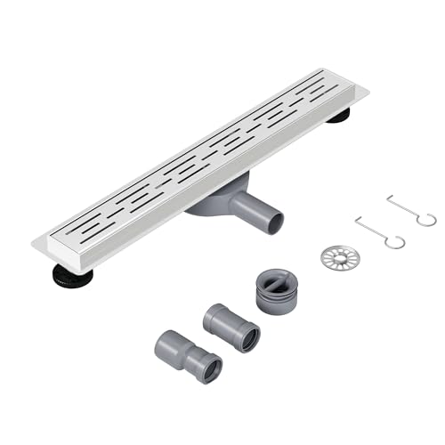 Neodrain Duschrinne 60cm Edelstahl Bodenablauf 360° Siphon Duschablauf Flach mit Geruchsstop, Haarsieb und Adapter Für Duschen von Neodrain