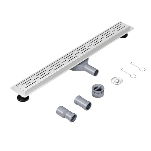 Neodrain Duschrinne 70cm Edelstahl Bodenablauf - 360° Siphon Duschablauf Extra Flach Ablaufrinne mit Geruchsstop Haarsieb und Abflussadapter Für Bad von Neodrain