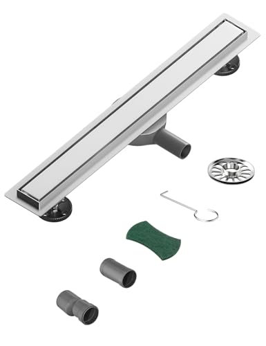 Neodrain Duschrinne 90cm Edelstahl Bodenablauf 2 in 1 Duschablauf Extra Flach mit 360° Siphon, Geruchsstop, Haarsieb und Adapter Für Duschen von Neodrain
