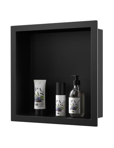 Neodrain Wandnische Dusche Edelstahl Eingebettete Duschnische Schwarz Einzelregal Lagerung für Badezimmer, 30 x 30 x 10 cm von Neodrain