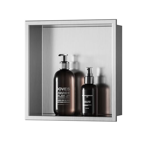 Neodrain Wandnische Dusche Edelstahl Einzelregal Lagerung für Badezimmer, Eingebettete Duschnische 30 * 30 cm, Gebürstet von Neodrain