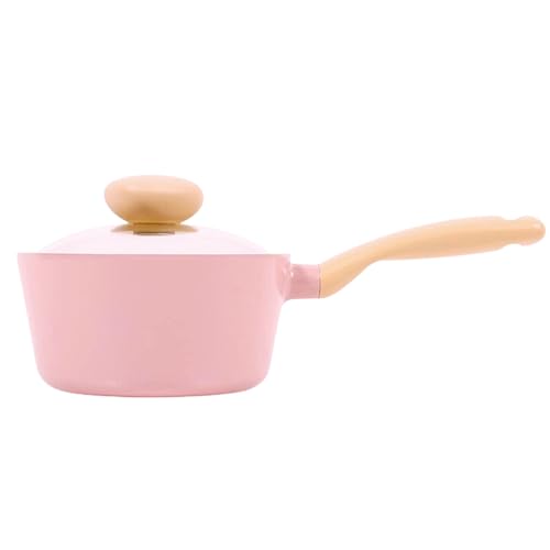 Neoflam 1,5 qt Glas Blei-Rosa Retro 1,5 qt Keramikbeschichtete Antihaft-Kochtopf mit integriertem Dampfablassdeckel, hitzebeständiger Bakelit-Griff, PFOA-frei, kleiner Saute-Topf von Neoflam