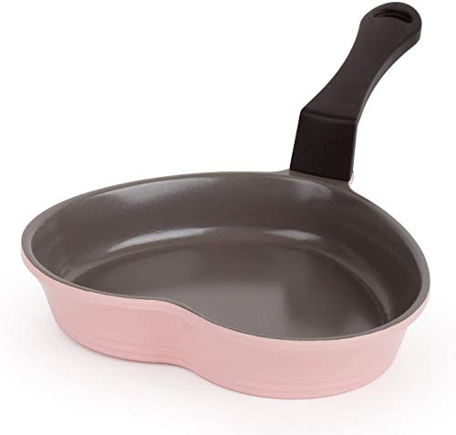 Neoflam 51101 Keramik-Antihaftbeschichtung, kleine Form, Bratpfanne, Shaper Mini-Pfannkuchen-Waffelbereiter mit hitzebeständigem Griff für Frühstück, Rührei, gegrillter Käse, rosa Herz von Neoflam