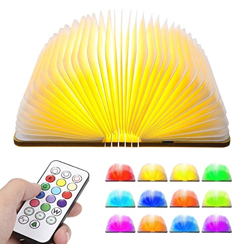 Neoglint LED-Lampe klappbar aus Holz mit Fernbedienung 12 Farben 5 Helligkeitsstufen für Weihnachtsgeschenke von Neoglint