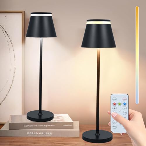 Neoglint Dimmbare led akku tischleuchte,Unterstützt Typ-C,tischlampe kabellos,Touch-Steuerung,Hat eine Timing-Funktion,mit Fernbedienung,IP54,3 Farbtemperaturen Helligkeit einstellbar,Schwarz von Neoglint