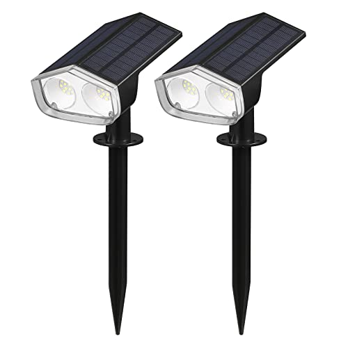 Neoglint Solarlampen für Außen 1200LM 6500K Kaltweiß 2-in-1 Solarleuchten Garten 2 Helligkeitsstufe IP67 Wasserdicht Solar Strahler Außen mit 1800mAh Akku Großer Kapazität Weg 2 Stück von Neoglint