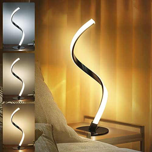 Neoglint Spiral LED Tischlampe 10W Dimmbar 3 Farben Beleuchtung Nachttischlampe Nachttischlampe für Schlafzimmer Wohnzimmer Büro von Neoglint