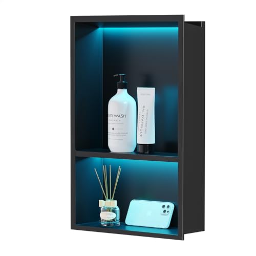 Neohomee Wandnische Dusche Edelstahl mit RGB LED-Licht, Doppel-Duschnische Schwarz mit Fernsteuerung Lagerung für Badezimmer, 45 x 30 cm Neohomee Wandnische Dusche Edelstahl mit RGB LED-Licht, Doppel-Duschnische Schwarz mit Fernsteuerung Lagerung für Badezimmer, 45 x 30 cm von Neohomee