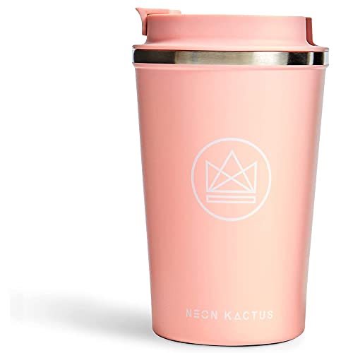 Neon Kactus Pink Flamingo - 355ml Doppelwandige Edelstahl Thermo-Kaffeetasse, Mehrweg Kaffee Thermobecher mit Schraub-Deckel, Isolierter Thermos Kaffeebecher To Go, Auslaufsicher, Recycelbar von Neon Kactus