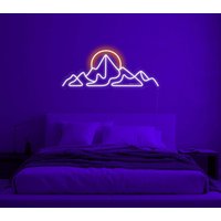 Berge Neon Schild - Led Schild, Wandkunst, Berg Sonne Led Sonnenaufgang Zeichen, Sonnenuntergang von NeonEvent