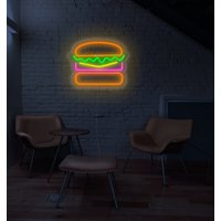 Burger Neon Schild, Led Schild - Bar Wanddekoration, Wandschild, Fast Food Restaurant von NeonEvent