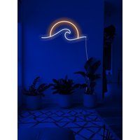 Sonnenwelle Neon Schild - Led Schild, Wanddekoration, Wandschild, Sonnenuntergang Led Sonnenaufgang Kreis Zeichen, Natur Ozean Wellen von NeonEvent