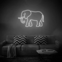 Elefant Im Profil - Led Neon Schild, Wanddekoration, Wandschild, Neonlichter von NeonInterior