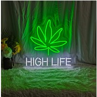 High Life Dekoration Neonschild Neonlicht Rauch Shop Grünes Blatt Silikon Neon Led Schild Für Wohnzimmer Schlafzimmer Dekor von NeonLands