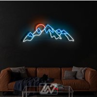 Berg Und Sonne - Led Neon Schild, Led Licht, Wand Dekor, Schild Berg, Wandkunst von NeonLefthander