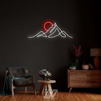 Berge - Led Neon Schild, Sonnenaufgang Schilder, Custom Licht, Bergtops Sonnenuntergang Wanddekoration, Home Dekor, Wandkunst von NeonLefthander