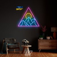 Berge Und Sonne Im Dreieck - Led Neon Schild-Berge-Sonne-Custom Zeichen-Geschenk-Wanddekoration-Spiel Raumschild Wandkunst von NeonLefthander