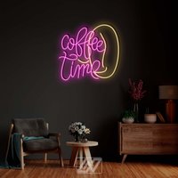 Coffee Time - Led Neon Schild, Shop Business Logo Namensschild, Kaffeehaus Kaffee Bar Dekor, Kaffeetasse von NeonLefthander