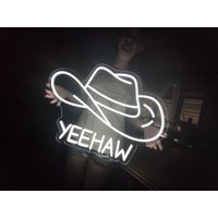 Cowboy Hut Leuchtreklame, Western Neonlicht, Vintage Dekor, Benutzerdefinierte Yeehaw Leuchtreklame von NeonManiaUSA
