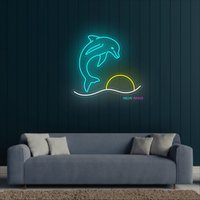 Delfin Neon Schild, Wellen Led Sonnenuntergang Neonlichter, Meerestiere Lichter von NeonManiaUSA