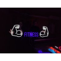 Fitness Leuchtreklame, Neonlicht, Bizeps Led Schild, Starke Hände Licht Für Fitnessstudio, Sportgeschäfte von NeonManiaUSA