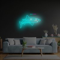 Hai Neonschild, Seehai Led-Licht, Menschenfresser Weißer Schild von NeonManiaUSA
