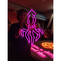 Tintenfisch Neon Schild, Meerestiere Led Unterwasserwelt Bewohner Licht, Fisch Restaurant Neonlicht von NeonManiaUSA