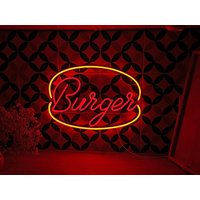 Burger Neon Bar Dekor Schild Wanddeko Pub Led Hotdog Essen Restaurant Deko Licht Led von NeonOnShop