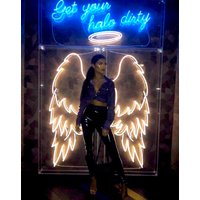 Engelflügel Und Halo Leuchtreklame/Mit Text Engel Hochzeitsfotozone, Restaurantfotozone, Schönheitssalon von NeonWorkshopUA