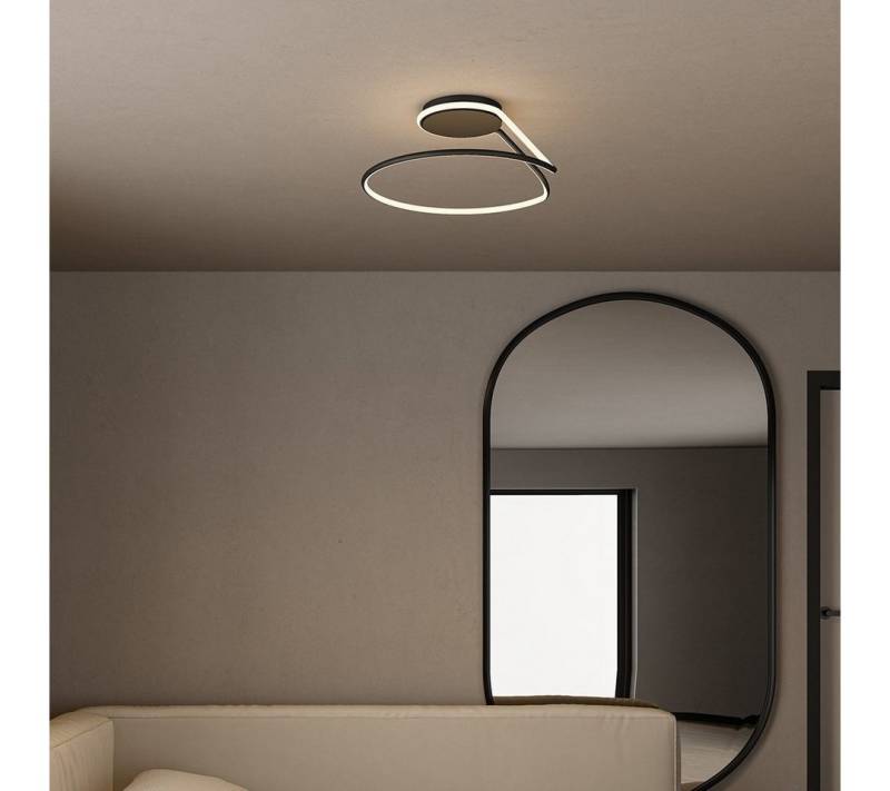 Neona LED Deckenleuchte LUMOS Schwarz, TRIAC dimmbar (per Wanddimmschalter), LED fest integriert, Warmweiß von Neona