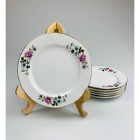 Vintage Tono China 6Er Set Dessertteller Salatteller Weiß Porzellan Teller Blumenmuster Made in Japan von NeoneleHome