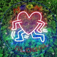 Keith Haring Art Leuchtreklame Laufendes Herz Wanddekor von Neonglobal