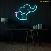 Elefant Baby Leuchtreklame - Led Schild, Schlafzimmer, Neonlicht von NeoniaDesign