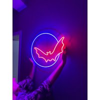 Fledermaus Und Mond Neon Schild - Led Schild, Schlafzimmer, Licht von NeoniaDesign