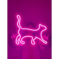 Katze Neon Leuchtreklame - Schlafzimmer, Katzenwanddekor, Wandschild, Led-Schild von NeoniaDesign