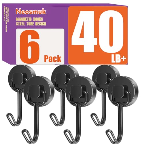 Neosmuk Swing Magnethaken Schwarz,18kg Magnet Haken Extra Stark für Spind Organizer,Neodym Magnete,Haken Magnetisch Sehr Stark für Werkstatteinrichtung,Heckzelt,Grill von Neosmuk