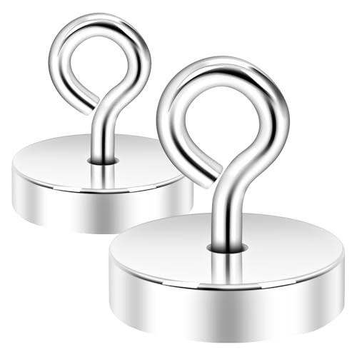 Neosmuk Magnetische Ringhaken, 36kg Heavy Duty Extra starker Magnethaken mit Ringschraube für Kreuzfahrtkabine, Magnetösenaufhänger zum Aufhängen, Cruise Essentials Haken (Silber, 2er Pack) von Neosmuk