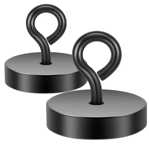 Neosmuk Magnetische Ringhaken, 45kg Heavy Duty Extra starker Magnethaken mit Ringschraube für Kreuzfahrtkabine, Magnetösenaufhänger zum Aufhängen, Cruise Essentials Haken (Schwarz, 2er Pack) von Neosmuk