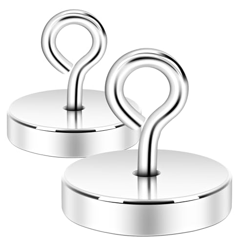 Neosmuk Magnetische Ringhaken, 45kg Heavy Duty Extra starker Magnethaken mit Ringschraube für Kreuzfahrtkabine, Magnetösenaufhänger zum Aufhängen, Cruise Essentials Haken (Silber, 2er Pack) von Neosmuk