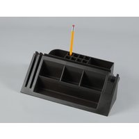 1970S Industrielle Braune Kunststoff Schreibtisch Caddy - Modular Organizer Mit Schiebetablett , West Germany von NeospaceObjects