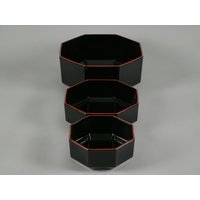 1980Er Retro Set Von 3 Arcoroc "Octime' Schwarzen Achteckigen Opalwarenschalen, Frankreich 1980Er Retro Set Von 3 Arcoroc "Octime' Schwarzen Achteckigen Opalwarenschalen, Frankreich von NeospaceObjects