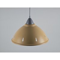 1990S Modern Industrial - Vintage Massive Belgium Senfgelbe Aluminium-Hängelampe Mit Cut-Out-Kuppel Belgien von NeospaceObjects