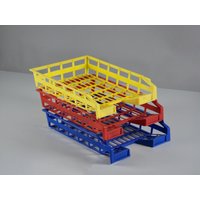 Vintage 1970Er 3Er Set Herlitz Kunststoff Schreibtisch Organizer Tabletts in Rot, Gelb & Blau von NeospaceObjects