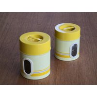 Vintage 1970Er Jahre Gelb Gestreifte Space Age Gläser Aus Holland von NeospaceObjects