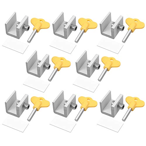 Neoteck 8 Stück verstellbare Schiebefensterschlösser Aluminiumlegierung Einzelloch Fensterschlösser Freie Schienen Begrenzung Fenster Tür Anti-Rutsch-Sicherheitsschlösser mit Schlüsseln von Neoteck