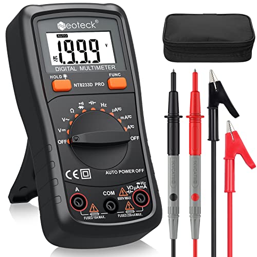 Neoteck Auto Ranging Digital-Multimeter AC/DC-Spannung Stromwiderstand Multitester Voltmeter Amperemeter Ohmmeter Amperemeter mit hintergrundbeleuchtetem LCD für Schullabor Factory und Social Fields von Neoteck